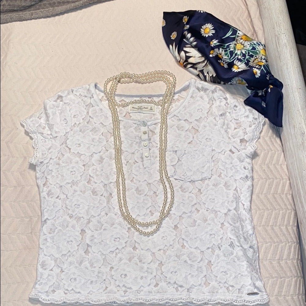 Abercrombie & Fitch short sleeve white lace top.